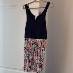 Floral Sleeveless womans Dress - Navy and Multicolor